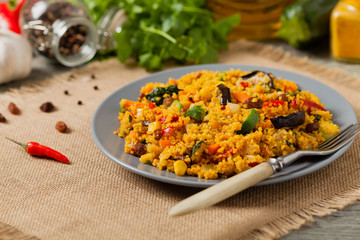 Couscous oriental. Vegetarian dish.