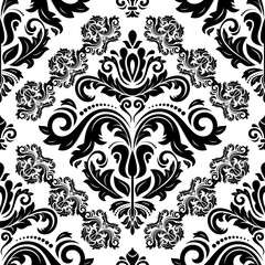 Orient vector classic black and white pattern. Seamless abstract background with vintage elements. Orient background. Ornament for wallpaper and packaging