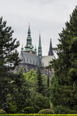 Obraz premium View of the Metropolitan Cathedral of Saints Vitus, Wenceslaus and Adalbert is a Roman Catholic metropolitan cathedral in Prague.Czech Republic