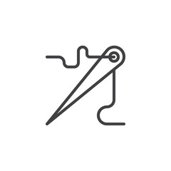 Fototapeta premium Needle and thread outline icon. linear style sign for mobile concept and web design. Needle for sewing simple line vector icon. Symbol, logo illustration. Pixel perfect vector graphics