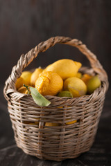 Collection of lemons in the basket