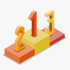 1 2 3 podium isometric style, competition concept