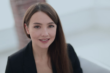 close up portrait of young  business woman in modern office