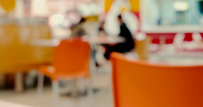 Food Court Of The Mall With Blurred People Talking Timelapse
