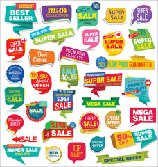 Modern sale stickers and tags colorful collection