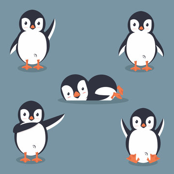 Collection of cartoon penguin vector