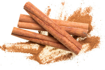 whole cinnamon on white background