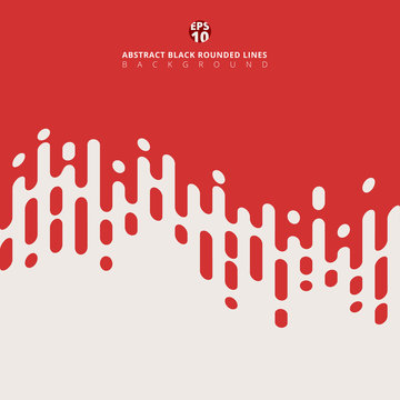 Abstract Red Rounded Wave Lines Halftone Transition.