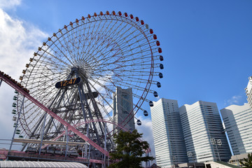 Scene of the high-rise building of the city where it was fine and the building of the Ferris wheel