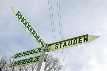 Fototapeta premium Gärtnerei Schilder zu Pflanzenarten