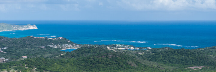 Fototapeta na wymiar The Caribbean Island Antigua, view from above, panorama