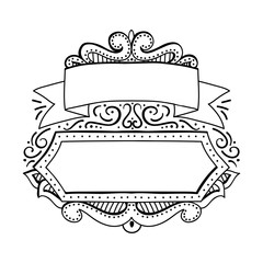 Vector calligraphy ornamental decorative frame, hand drawn banner isolated on white background