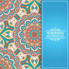 Ethnic floral seamless pattern with mandalas