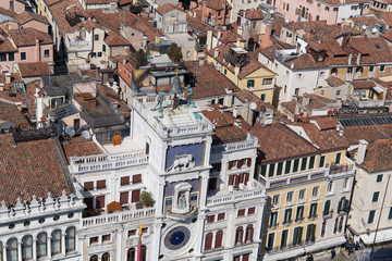 High view on Clocktower in Venice, Italy