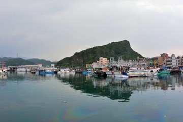 Fototapeta na wymiar Shenao Fishing Port Shenzhen Shenjiaojiao, formerly known as Fanzao, is located in the coastal area of Shenao Fishing Port, Ruifang District, New Taipei City, Taiwan.Photo taken on:April 5,2018