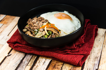 Handmade Korean bibimbap ready to eat