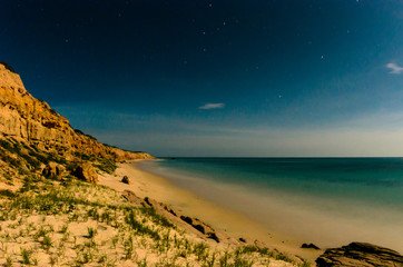 Obraz premium Scenics from the bay of Cabo Pulmo, where the desert meets the sea, Baja California sur Mexico.