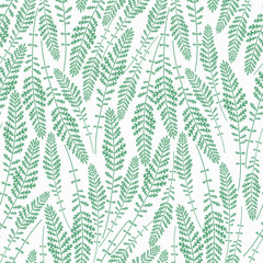 Seamless green floral pattern. Repeating texture on a white background. Perfect for printing on fabric