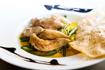 Fresh chicken meat with vegetables