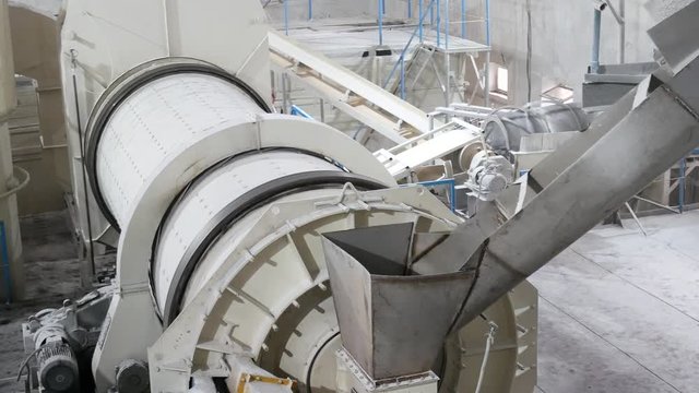 Industrial buildings exterior, production of sugar from sugar beets. Inside of sugar factory. Sugar refinery plant