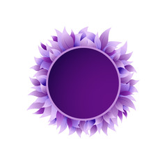 Round wreath with violet leaves isolated on white.