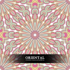Ethnic floral seamless pattern with mandalas