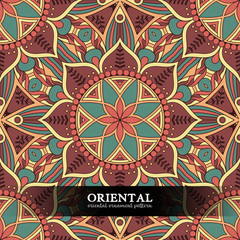 Ethnic floral seamless pattern with mandalas