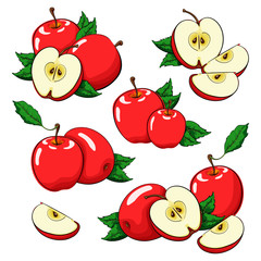 Set of cartoon apples
