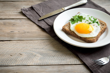 Fried Egg on Toast  for Breakfast