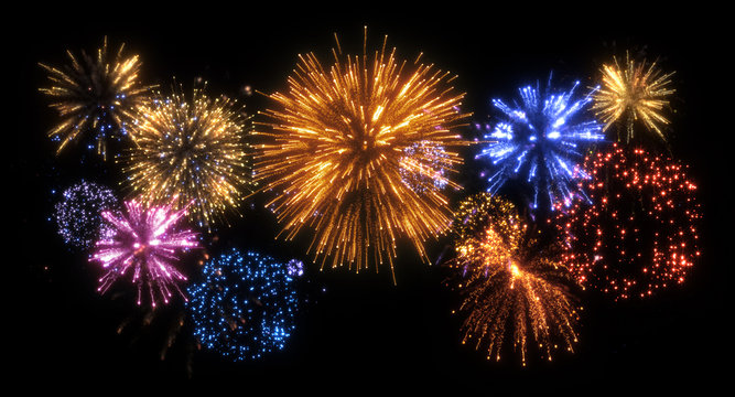 colorful fireworks 花火