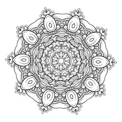 Vector abstract black and white ethnic mandala motif