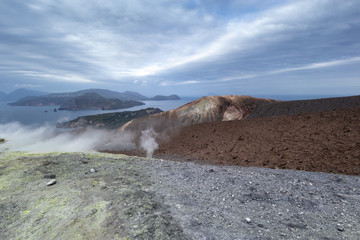 panorama of Vulcano, Vulcanello, Lipari, Salina and the other Eolian eisole s