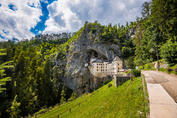 Renaissance Castle Built Inside Rocky Mountain in Predjama, Slovenia. Famous Tourist Place in Europe.