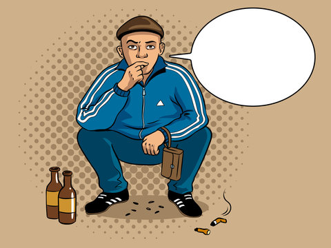 Gopnik hooligan man pop art vector illustration