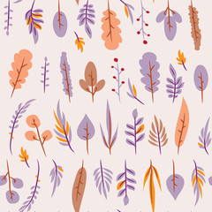 Seamless pattern with leaf. Botanical floral backdrop.