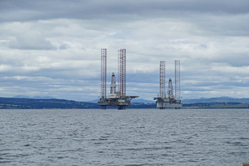 Scotland, drilling rigs on the east coast of Scotland