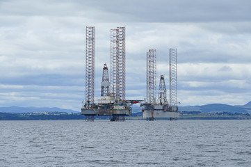 Scotland, industrial port facilities near the oil rigs on the east coast of Scotland