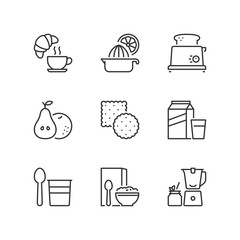 Outline icons. Breakfast. Food and drink