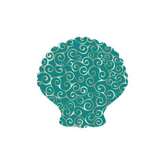 Clam mollusk spiral pattern color silhouette aquatic animal