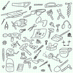 Tool Sketch on a sheet of a school notebook