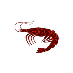 Shrimp spiral pattern color silhouette aquatic animal