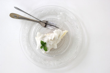 piece of delicious cake with slice coconut