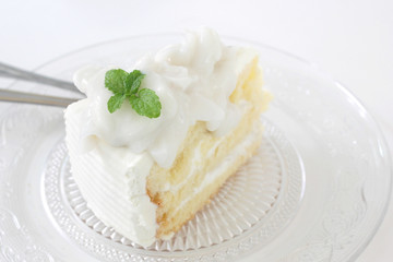 piece of delicious cake with slice coconut