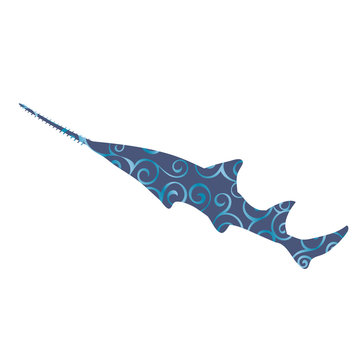 recommend clip art: Sawfish fish spiral pattern color silhouette aquatic animal