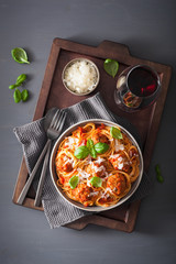 spaghetti with meatballs and tomato sauce, italian pasta