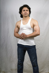 indian fitness model wearing white vest