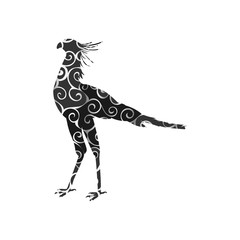 Secretary bird spiral pattern color silhouette animal.