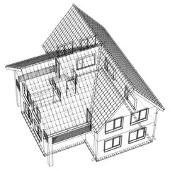 Vector sketch house on the white background. EPS 10. Vector created of 3d