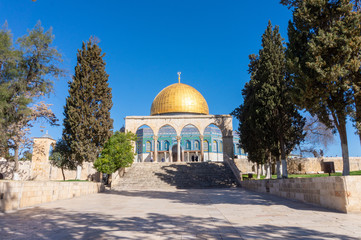view of Dome of the rock in the Temple Mount, Jerusalem, Israel