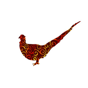 recommend clip art: Pheasant bird spiral pattern color silhouette animal